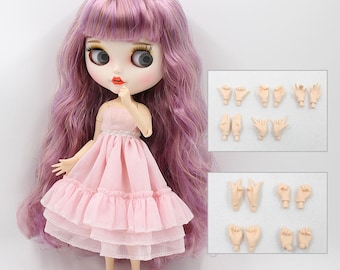 Clare – Premium Custom Neo Blythe Doll with Purple Hair, White Skin & Matte Smiling Face