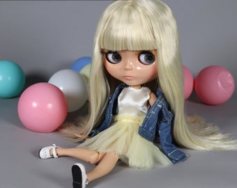 Hermione – Premium Custom Neo Blythe Doll with Blonde Hair, Tan Skin & Shiny Cute Face