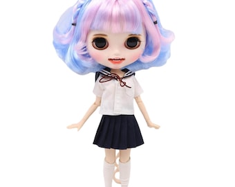 Avianna - Premium Custom Neo Blythe Doll with Multi-Color Hair, White Skin & Matte Smiling Face