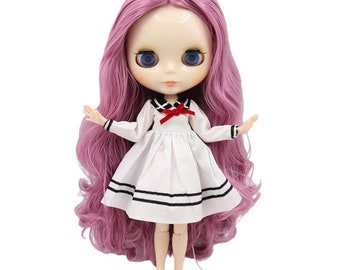 Helena – Premium Custom Neo Blythe Doll with Purple Hair, White Skin & Shiny Cute Face