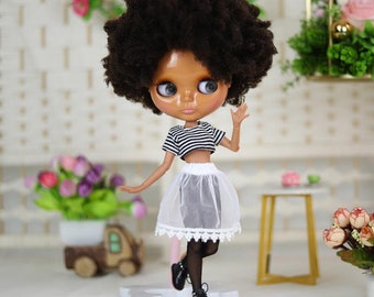 Elia – Premium Custom Neo Blythe Doll with Brown Hair, Dark Skin & Shiny Cute Face