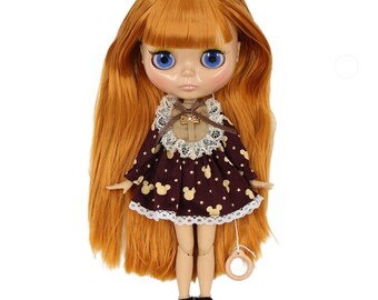 Linda – Premium Custom Neo Blythe Doll with Ginger Hair, Tan Skin & Shiny Cute Face