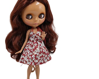 Elizabeth – Premium Custom Neo Blythe Doll with Ginger Hair, Dark Skin & Shiny Cute Face