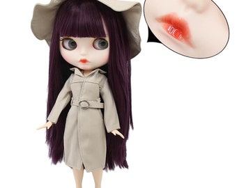 Juliet – Premium Custom Neo Blythe Doll with Purple Hair, White Skin & Matte Pouty Face