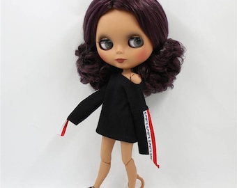 Madeleine – Premium Custom Neo Blythe Doll with Purple Hair, Dark Skin & Matte Cute Face