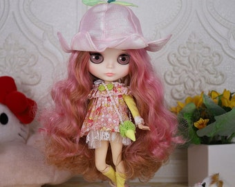 Neo Blythe Doll Floral Lace Dress with Hat, Bag & Socks
