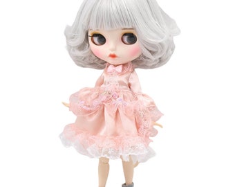 Skyler – Premium Custom Neo Blythe Doll with Silver Hair, White Skin & Matte Pouty Face