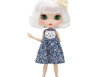 Anna – Premium Custom Neo Blythe Doll with Silver Hair, White Skin & Matte Pouty Face