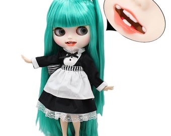Catalina – Premium Custom Neo Blythe Doll with Green Hair, White Skin & Matte Smiling Face