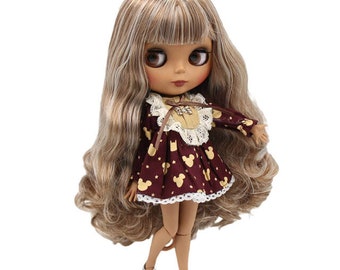 Athena – Premium Custom Neo Blythe Doll with Multi-Color Hair, Dark Skin & Matte Cute Face