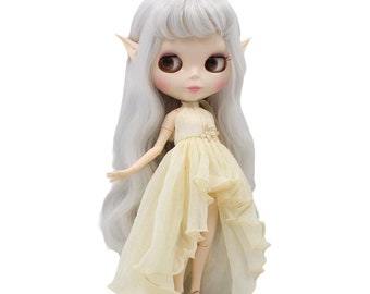 Belinda – Premium Custom Neo Blythe Doll with Silver Hair, White Skin & Shiny Cute Face