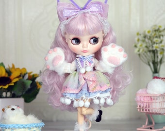 Melissa – Premium Custom Neo Blythe Doll with Purple Hair, White Skin & Shiny Cute Face