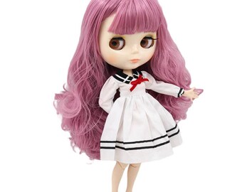Charleigh – Premium Custom Neo Blythe Doll with Purple Hair, White Skin & Shiny Cute Face