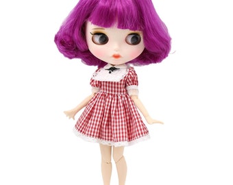 Sophia – Premium Custom Neo Blythe Doll with Purple Hair, White Skin & Matte Pouty Face