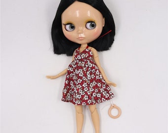 Heavenly – Premium Custom Neo Blythe Doll with Black Hair, Tan Skin & Shiny Cute Face