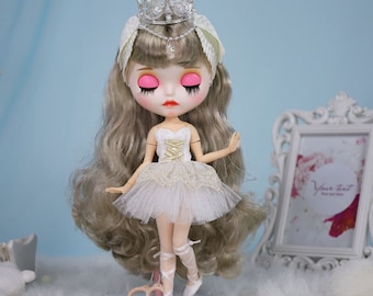 Neo Blythe Doll Princess Dress with Tiara Crown