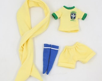 Neo Blythe Doll Brazil Football Team Uniform With Hair Band