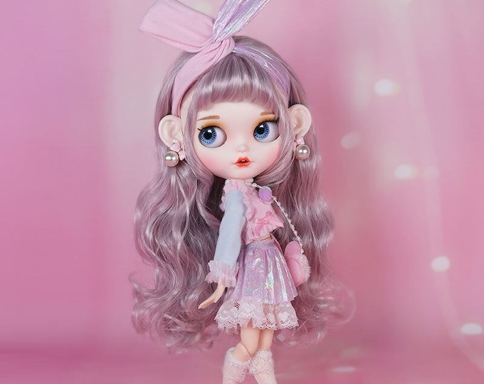 Featured listing image: Liana – Premium Custom Neo Blythe Doll with Purple Hair, White Skin & Matte Smiling Face