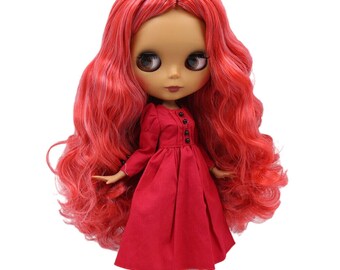 Ava – Premium Custom Neo Blythe Doll with Multi-Color Hair, Dark Skin & Matte Cute Face