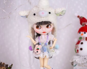 Sophia – Premium Custom Neo Blythe Doll with Brown Hair, White Skin & Matte Cute Face