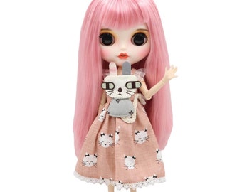 Adah – Premium Custom Neo Blythe Doll with Pink Hair, White Skin & Matte Smiling Face