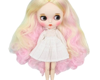 Rylee – Premium Custom Neo Blythe Doll with Multi-Color Hair, White Skin & Matte Pouty Face