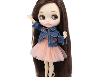 Beryl – Premium Custom Neo Blythe Doll with Brown Hair, White Skin & Matte Pouty Face