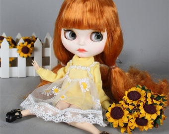 Rose – Premium Custom Neo Blythe Doll with Ginger Hair, White Skin & Matte Cute Face