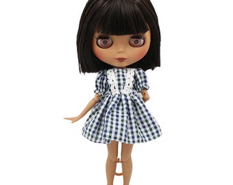 Hallie – Premium Custom Neo Blythe Doll with Brown Hair, Dark Skin & Matte Cute Face
