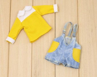 Neo Blythe Doll Blue Overall with Yellow Shirt