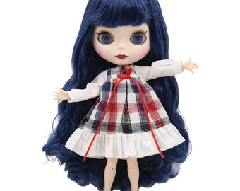 Violet  – Premium Custom Neo Blythe Doll with Blue Hair, White Skin & Matte Cute Face
