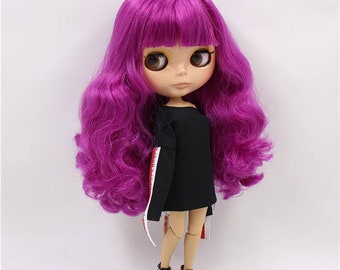 Kamila – Premium Custom Neo Blythe Doll with Purple Hair, Tan Skin & Shiny Cute Face