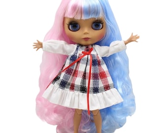 Violet – Premium Custom Neo Blythe Doll with Multi-Color Hair, Dark Skin & Matte Cute Face