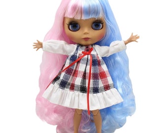 Violet – Premium Custom Neo Blythe Doll with Multi-Color Hair, Dark Skin & Matte Cute Face