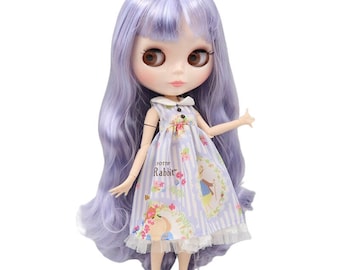 Emmie – Premium Custom Neo Blythe Doll with Purple Hair, White Skin & Shiny Cute Face