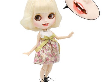 Brooke – Premium Custom Neo Blythe Doll with Blonde Hair, White Skin & Matte Smiling Face