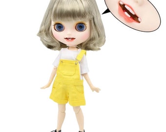 Sawyer – Premium Custom Neo Blythe Doll with Silver Hair, White Skin & Matte Smiling Face