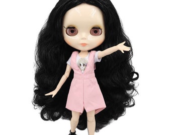 Rosemary – Premium Custom Neo Blythe Doll with Black Hair, White Skin & Shiny Cute Face