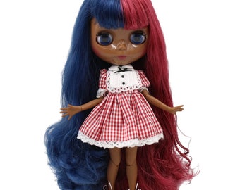 Emily – Premium Custom Neo Blythe Doll with Multi-Color Hair, Black Skin & Shiny Cute Face