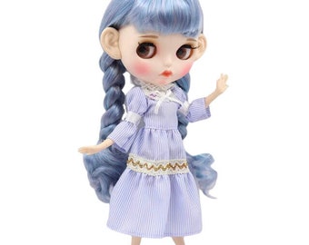 Gloria – Premium Custom Neo Blythe Doll with Multi-Color Hair, White Skin & Matte Pouty Face