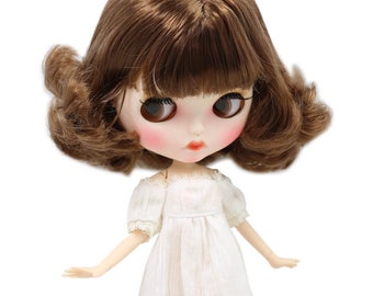 Azalea – Premium Custom Neo Blythe Doll with Brown Hair, White Skin & Matte Pouty Face