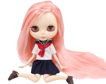 Mira – Premium Custom Neo Blythe Doll with Pink Hair, White Skin & Shiny Cute Face