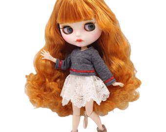 Emberlynn – Premium Custom Neo Blythe Doll with Ginger Hair, White Skin & Matte Pouty Face