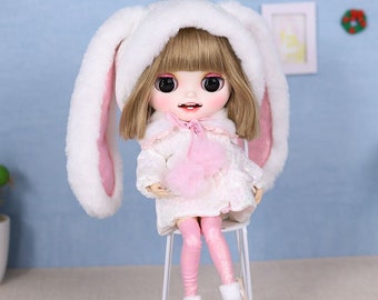 Neo Blythe Doll Bunny Hoodie with High-Neck & Stockings