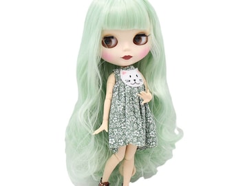 Nebula - Premium Custom Neo Blythe Doll with Green Hair, White Skin & Matte Cute Face