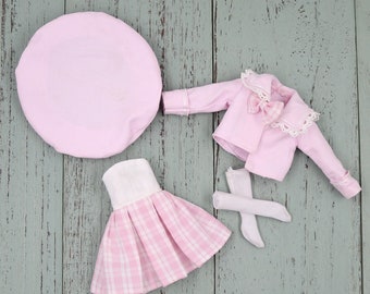 Neo Blythe Doll Pink Maid Dress With Coat, Socks & Cap