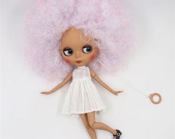 Faith – Premium Custom Neo Blythe Doll with Multi-Color Hair, Dark Skin & Matte Cute Face