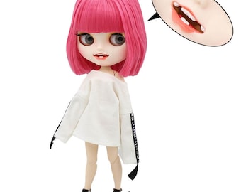 Mariah – Premium Custom Neo Blythe Doll with Pink Hair, White Skin & Matte Smiling Face
