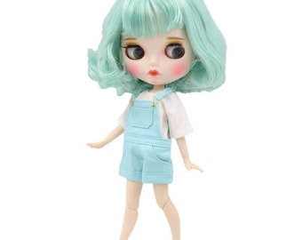 Angelina – Premium Custom Neo Blythe Doll with Green Hair, White Skin & Matte Pouty Face