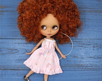 Maria – Premium Custom Neo Blythe Doll with Ginger Hair, Dark Skin & Matte Cute Face